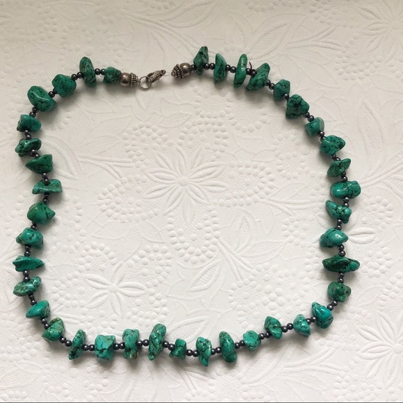 Turquoise Nugget Hematite Bead Necklace - Picture 10 of 13